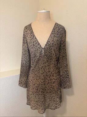 Victoria’s Secret Neutral Leopard Animal Print Lightweight Sheer Swim Cover Up